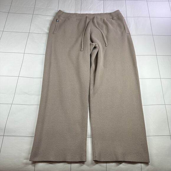 Figs Lounge Pants Womens XL Ribbed Knit Wide Leg Athleisure Drawstring Stretch - Picture 2 of 11
